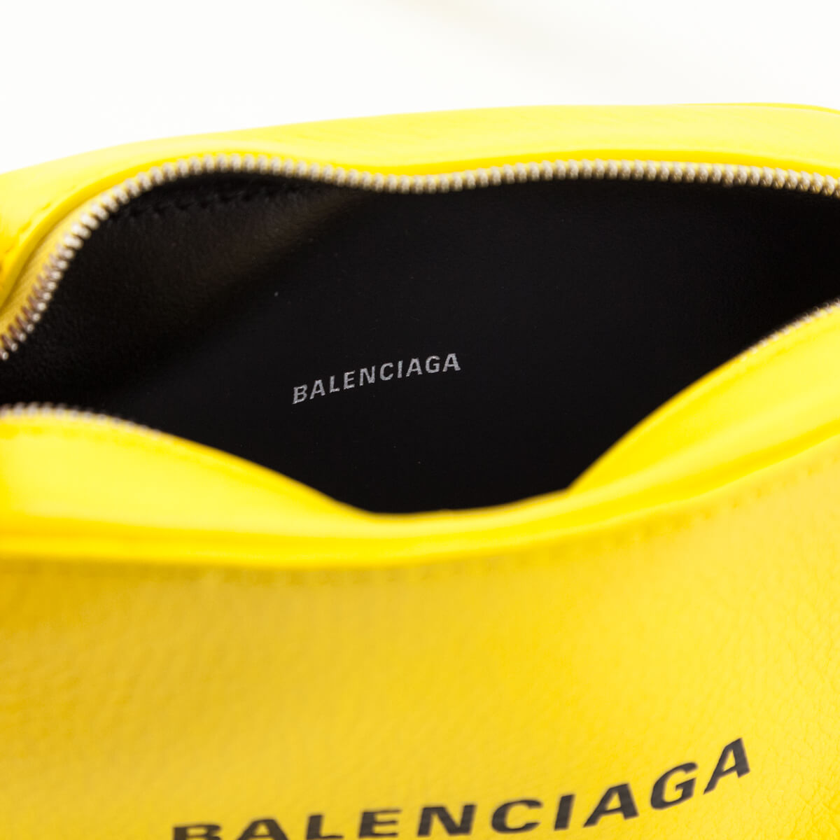 Luxury Balenciaga  Yellow Calfskin Logo XS Everyday Camera Bag