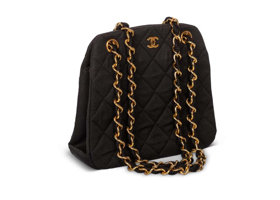 Vintage Chanel Black Quilted Gold Chain Bag
