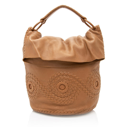 Luxury Bottega Veneta Intrecciato Cervo Oleander Shoulder Bag (SHF-20108)