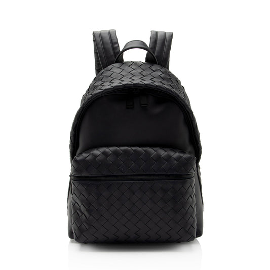 Luxury Bottega Veneta Intrecciato Nappa Front Pocket Medium Backpack (SHF-RpBOnW)