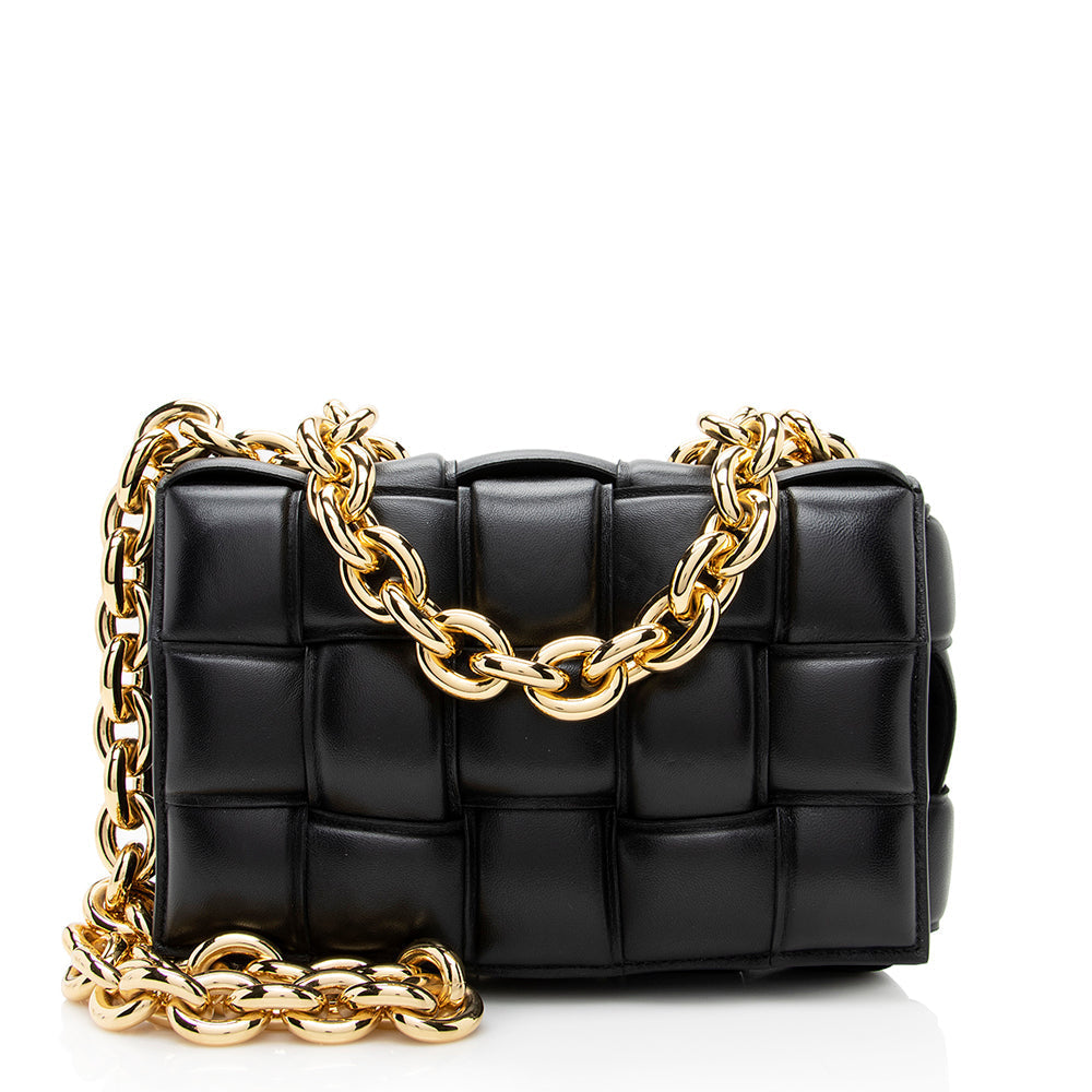 Luxury Bottega Veneta Lambskin Cassette Chain Maxi Shoulder Bag (SHF-18871)