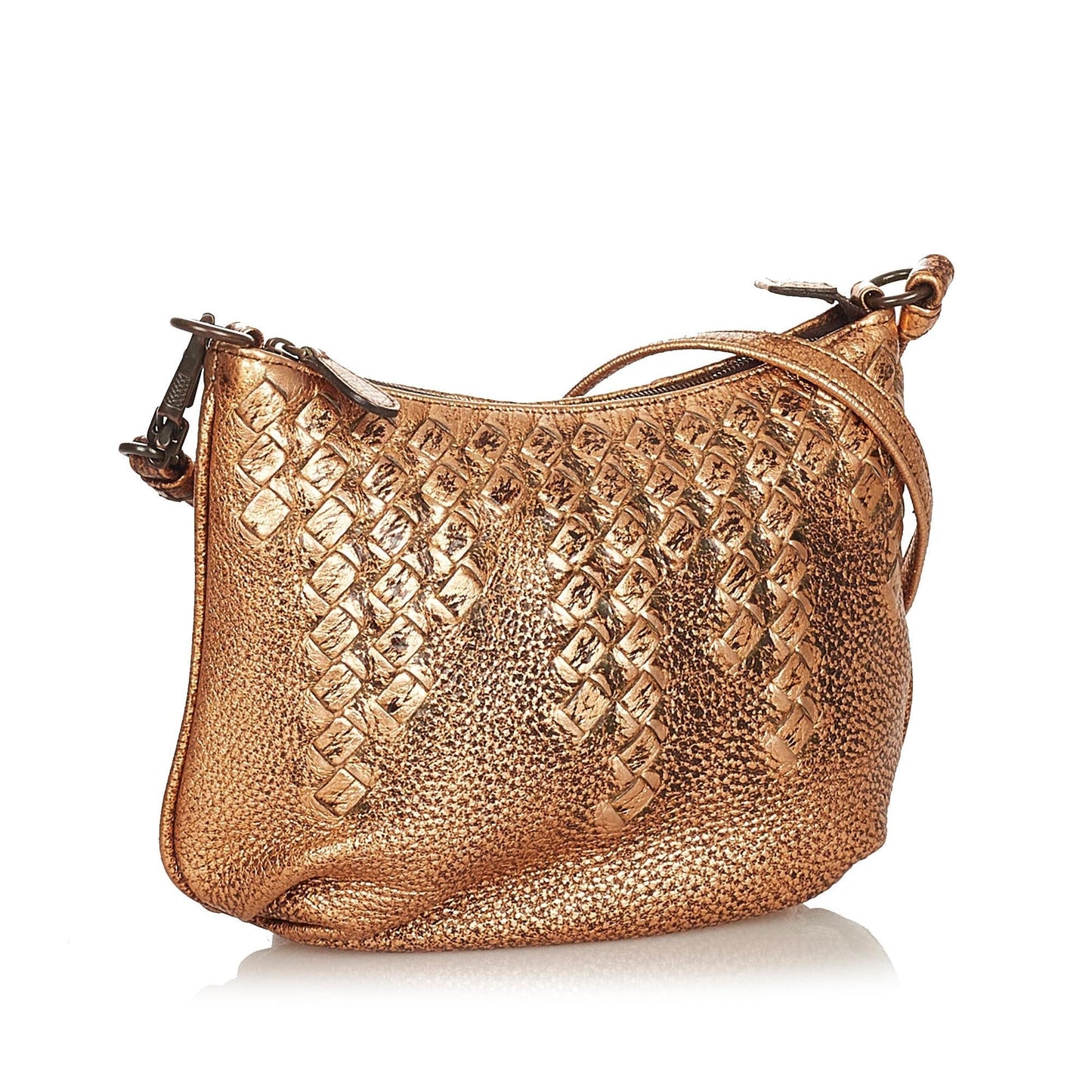 Luxury Bottega Veneta Metallic Intrecciato Leather Shoulder Bag (SHG-26302)