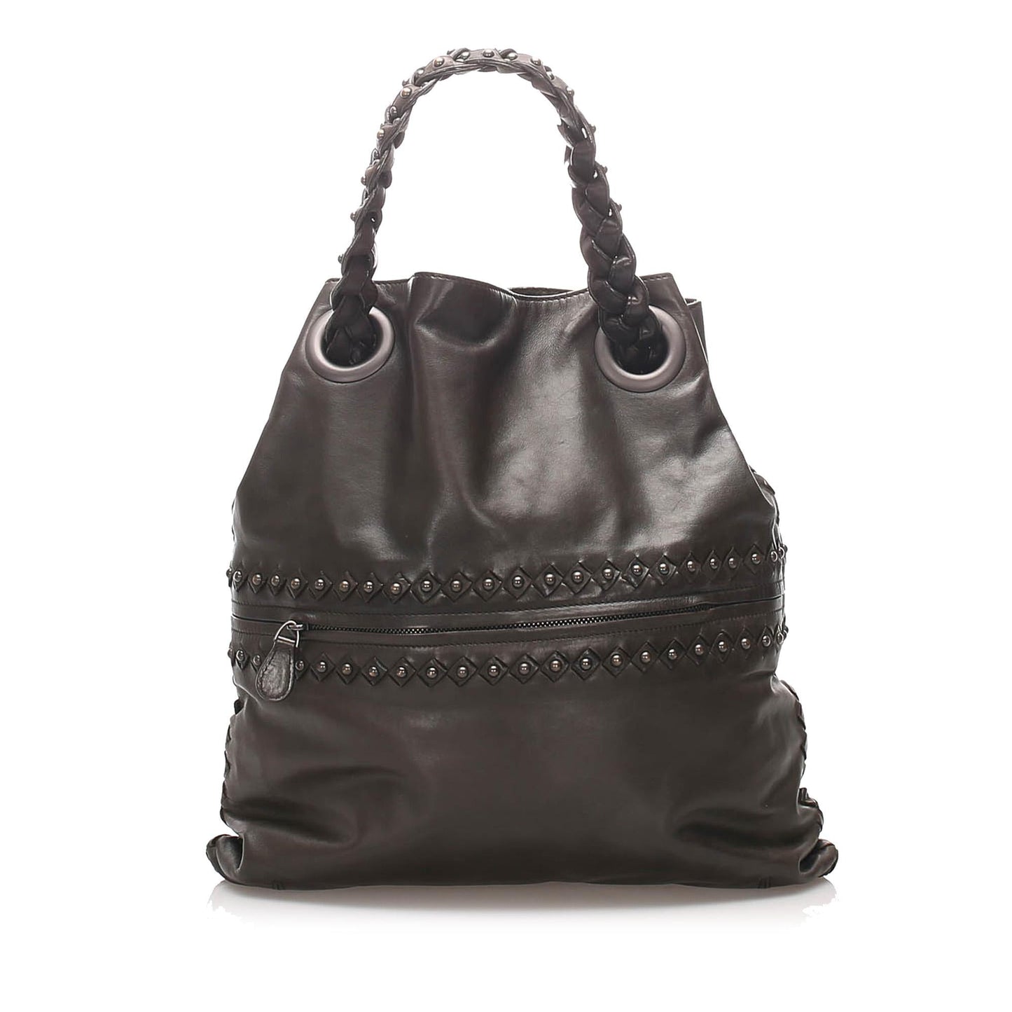 Luxury Bottega Veneta Studded Intrecciato Leather Tote Bag (SHG-12248)