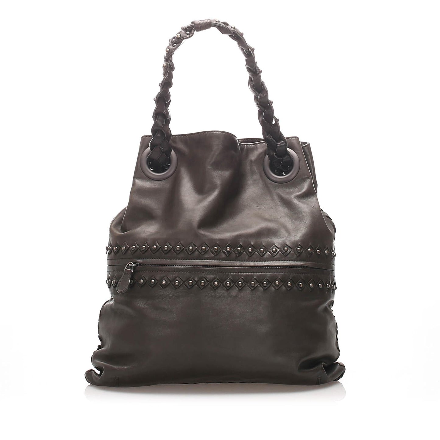 Luxury Bottega Veneta Studded Intrecciato Leather Tote Bag (SHG-12248)