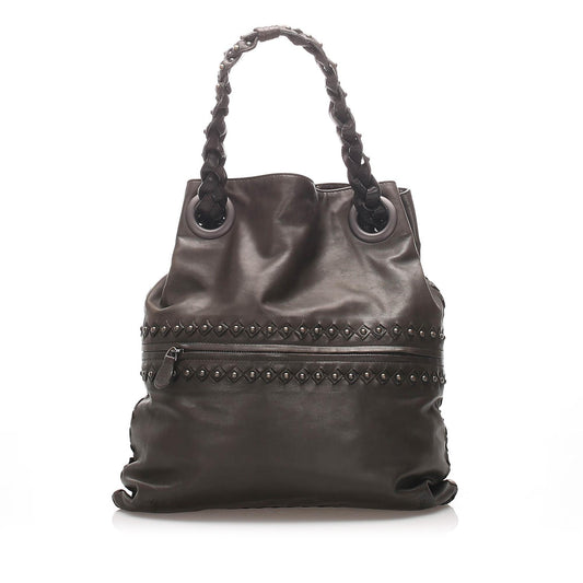 Luxury Bottega Veneta Studded Intrecciato Leather Tote Bag (SHG-12248)