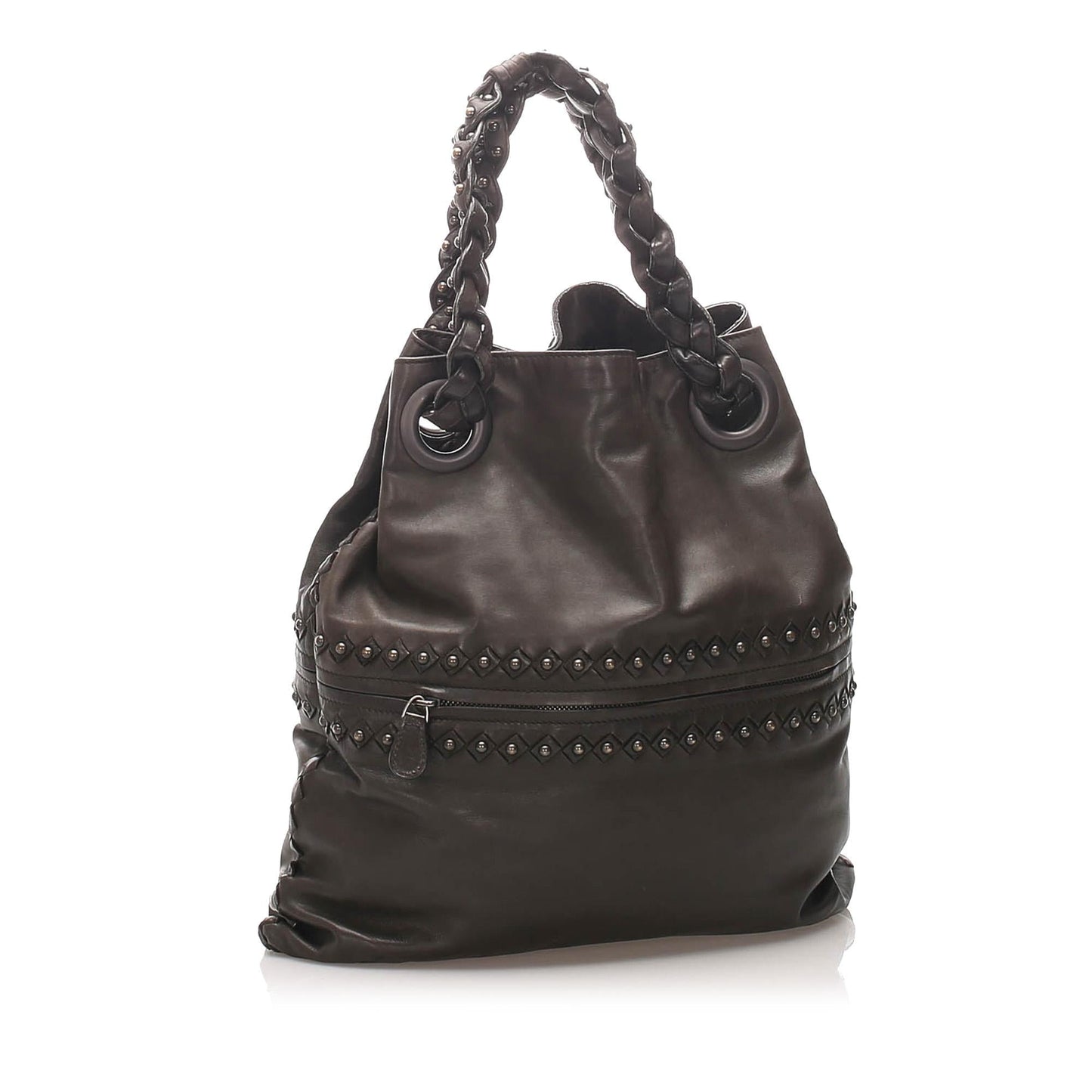 Luxury Bottega Veneta Studded Intrecciato Leather Tote Bag (SHG-12248)