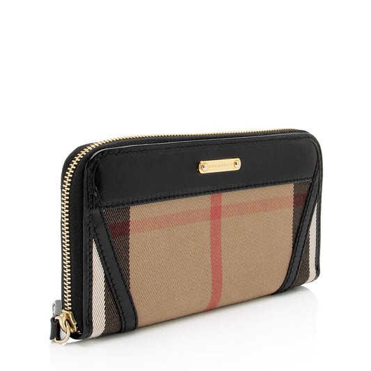 Burberry House Check Bridle Ziggy Zip Around Wallet (SHF-HNJnMY)