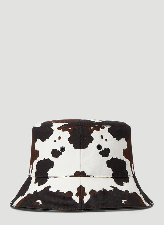 BURBERRY LOGO PATCH COW PRINT BUCKET HAT