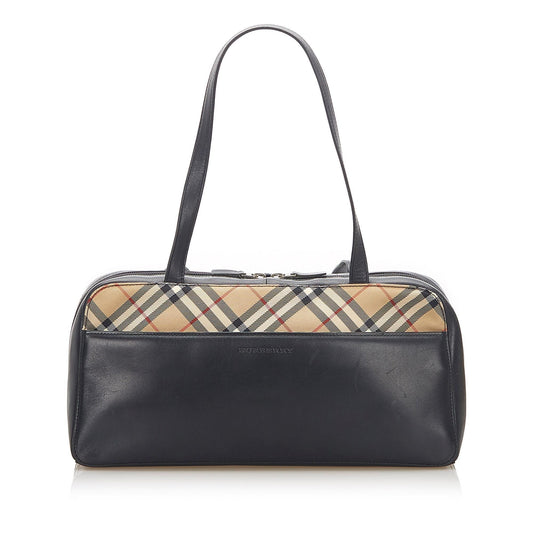 Burberry Nova Check Leather Shoulder Bag (SHG-18821)