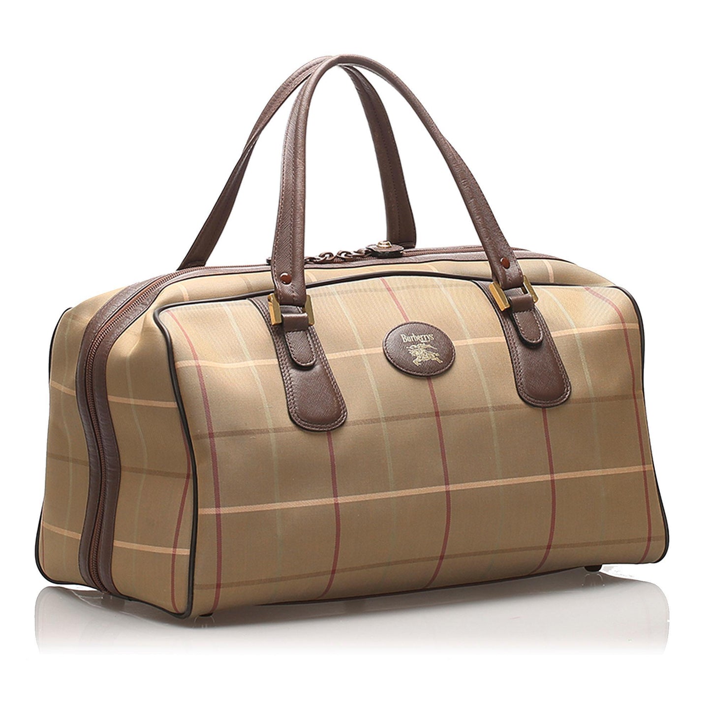 Burberry Plaid Canvas Boston Bag (SHG-13808)