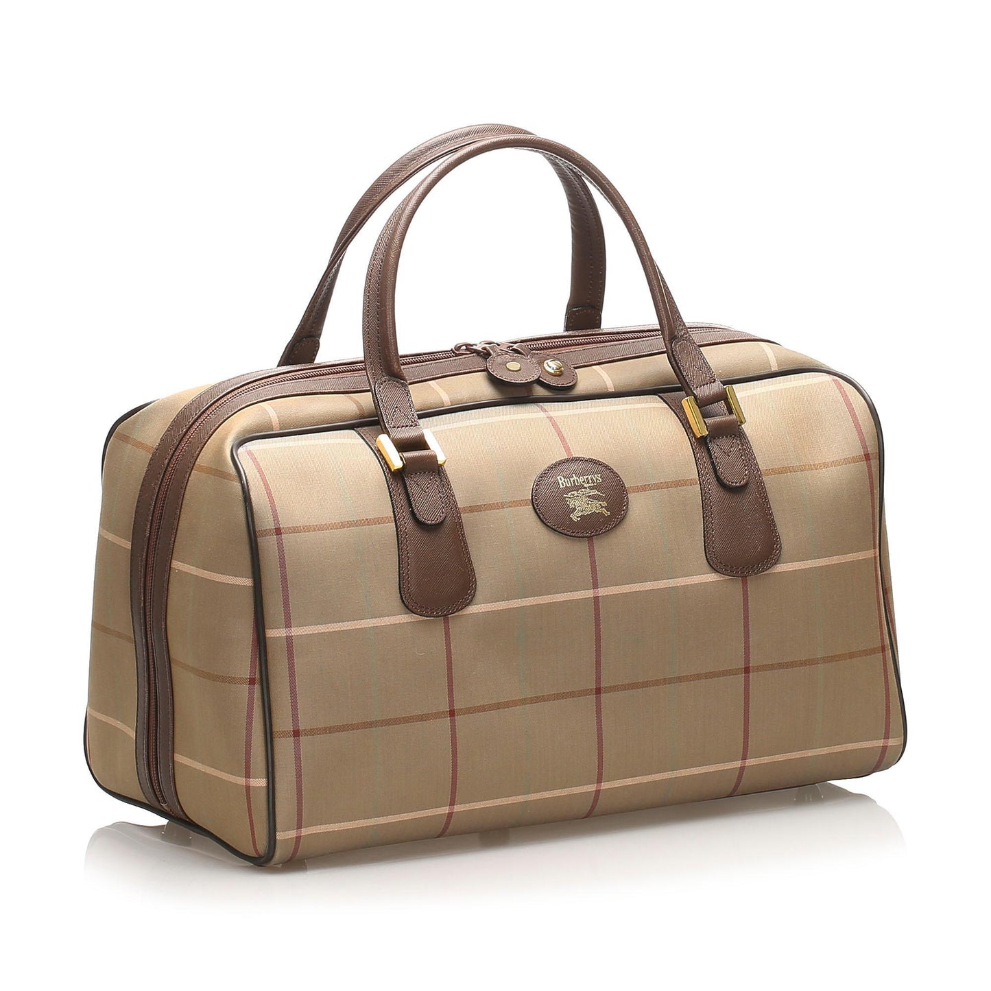 Burberry Plaid Canvas Boston Bag (SHG-11381)