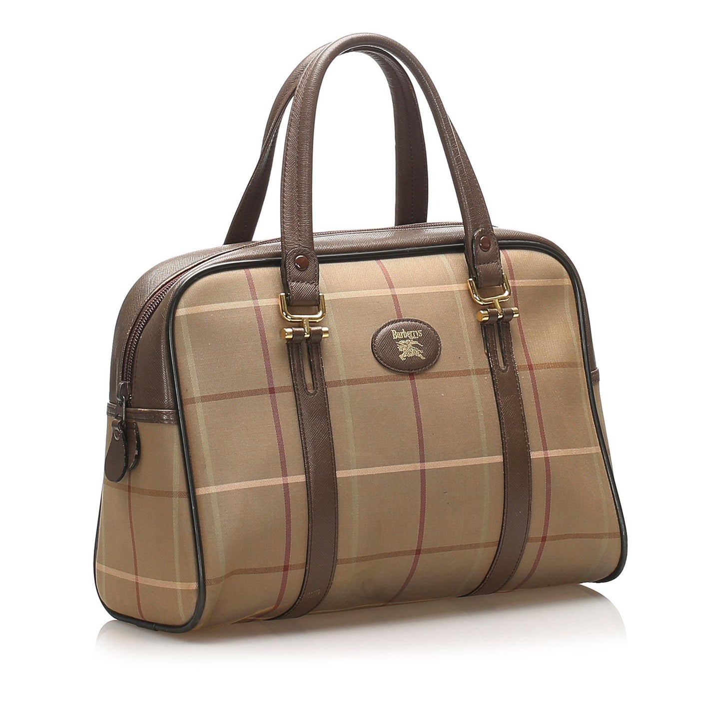 Burberry Plaid Canvas Boston Bag (SHG-12139)