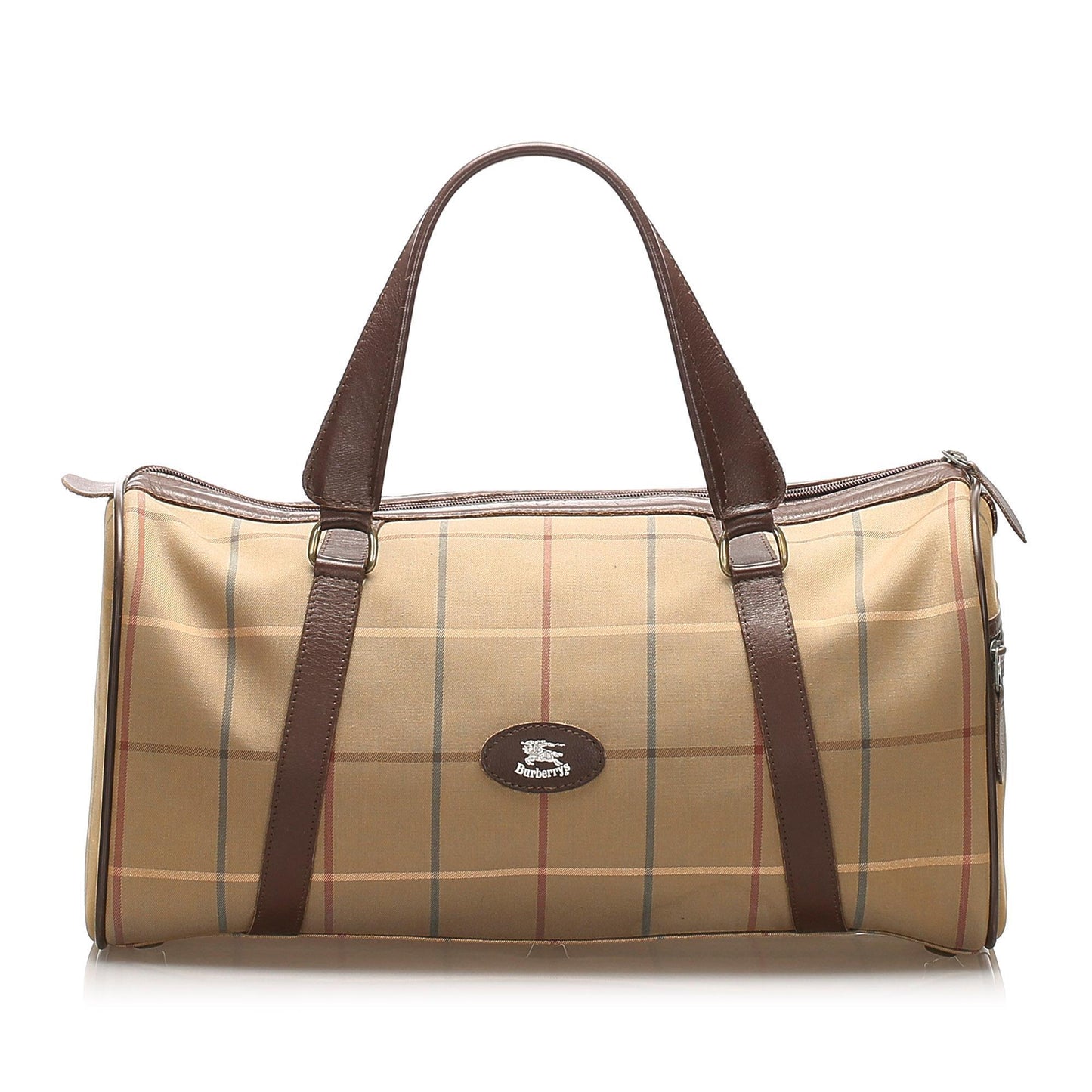 Burberry Plaid Canvas Boston Bag (SHG-14145)