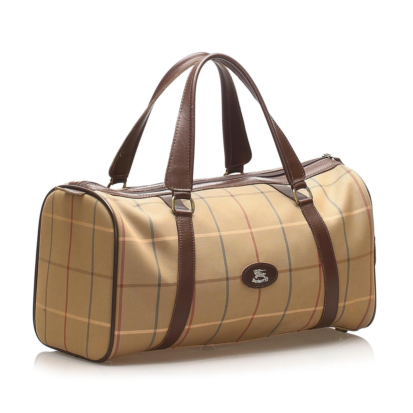 Burberry Plaid Canvas Boston Bag (SHG-14145)