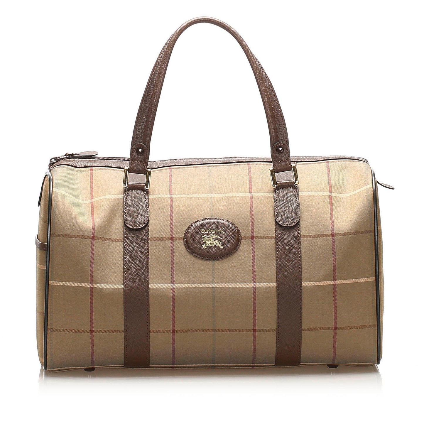 Burberry Plaid Canvas Boston Bag (SHG-14387)