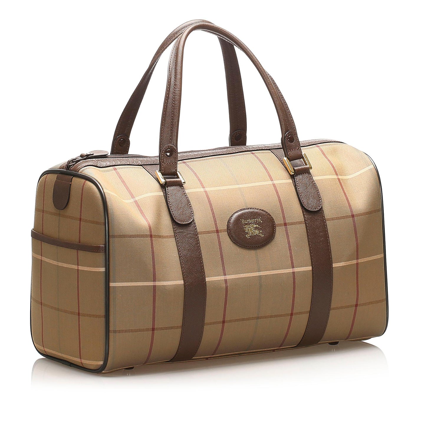 Burberry Plaid Canvas Boston Bag (SHG-14387)