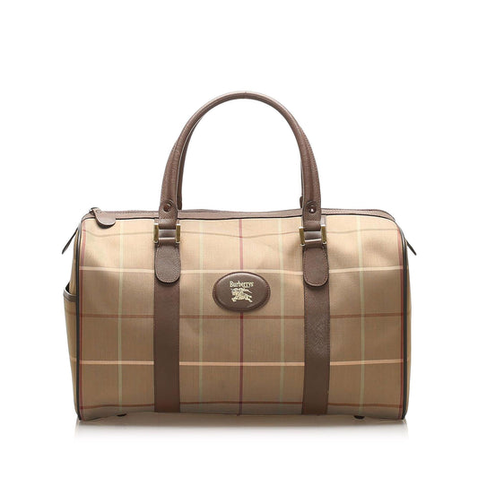 Burberry Plaid Canvas Boston Bag (SHG-18833)