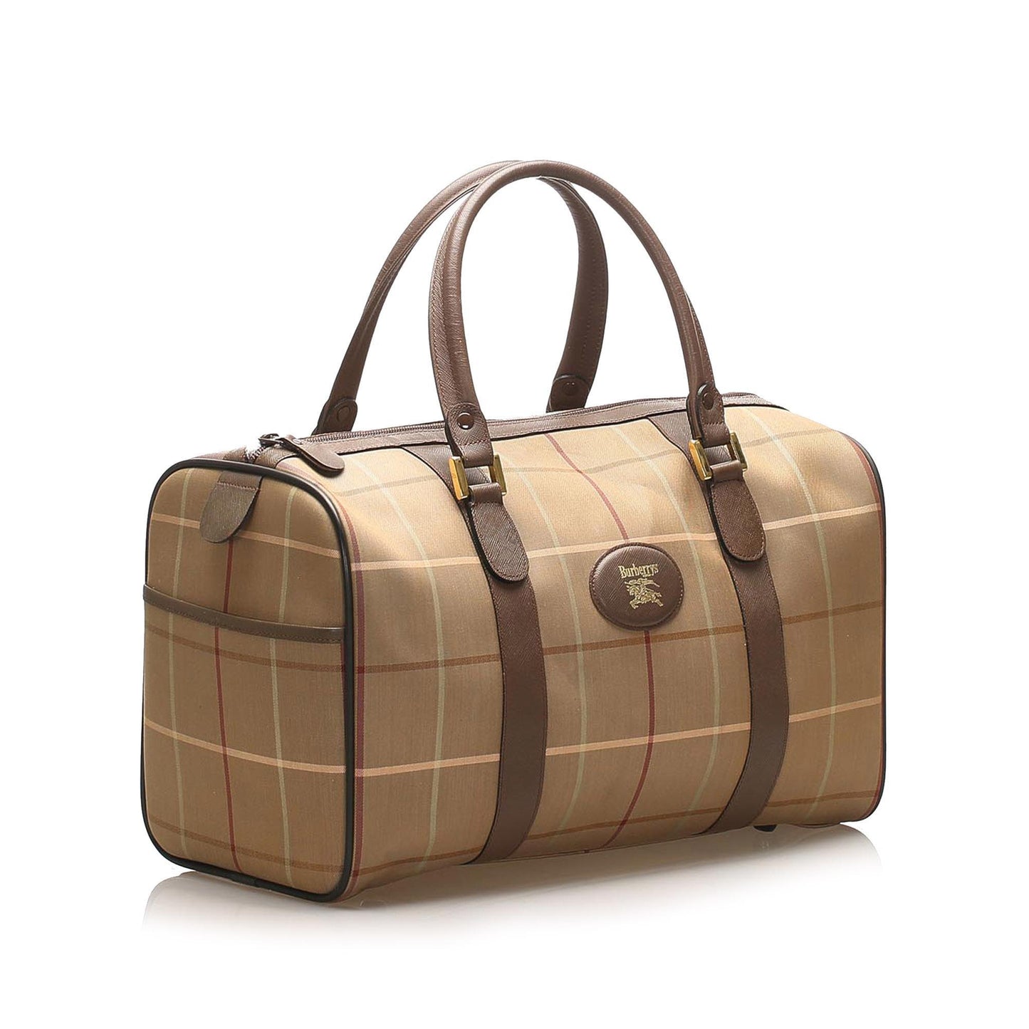 Burberry Plaid Canvas Boston Bag (SHG-18833)