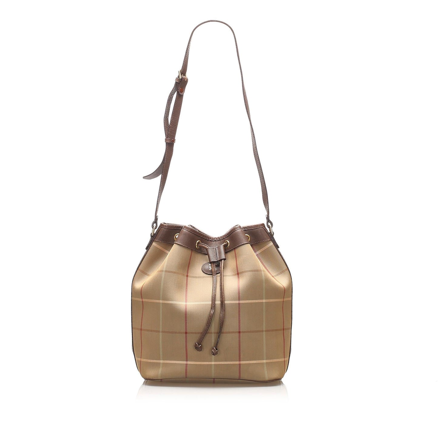 Burberry Plaid Canvas Bucket Bag (SHG-14921)