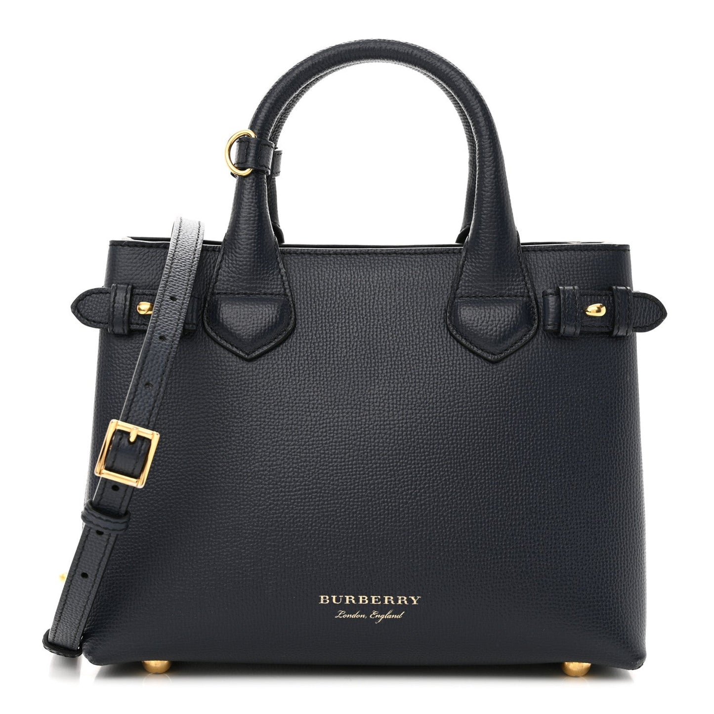 BURBERRY DERBY LEATHER SMALL BANNER TOTE BAG