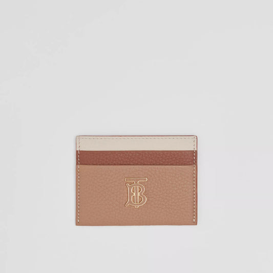 BURBERRY TRI-TONE GRAINY LEATHER TB CARD CASE