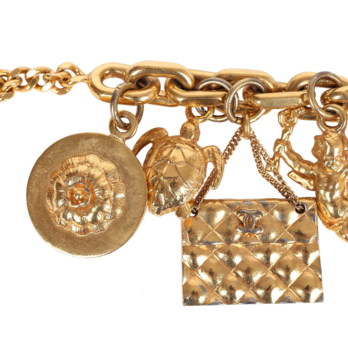 Vintage Chanel 24K Gold Plated Lucky Charms Bracelet