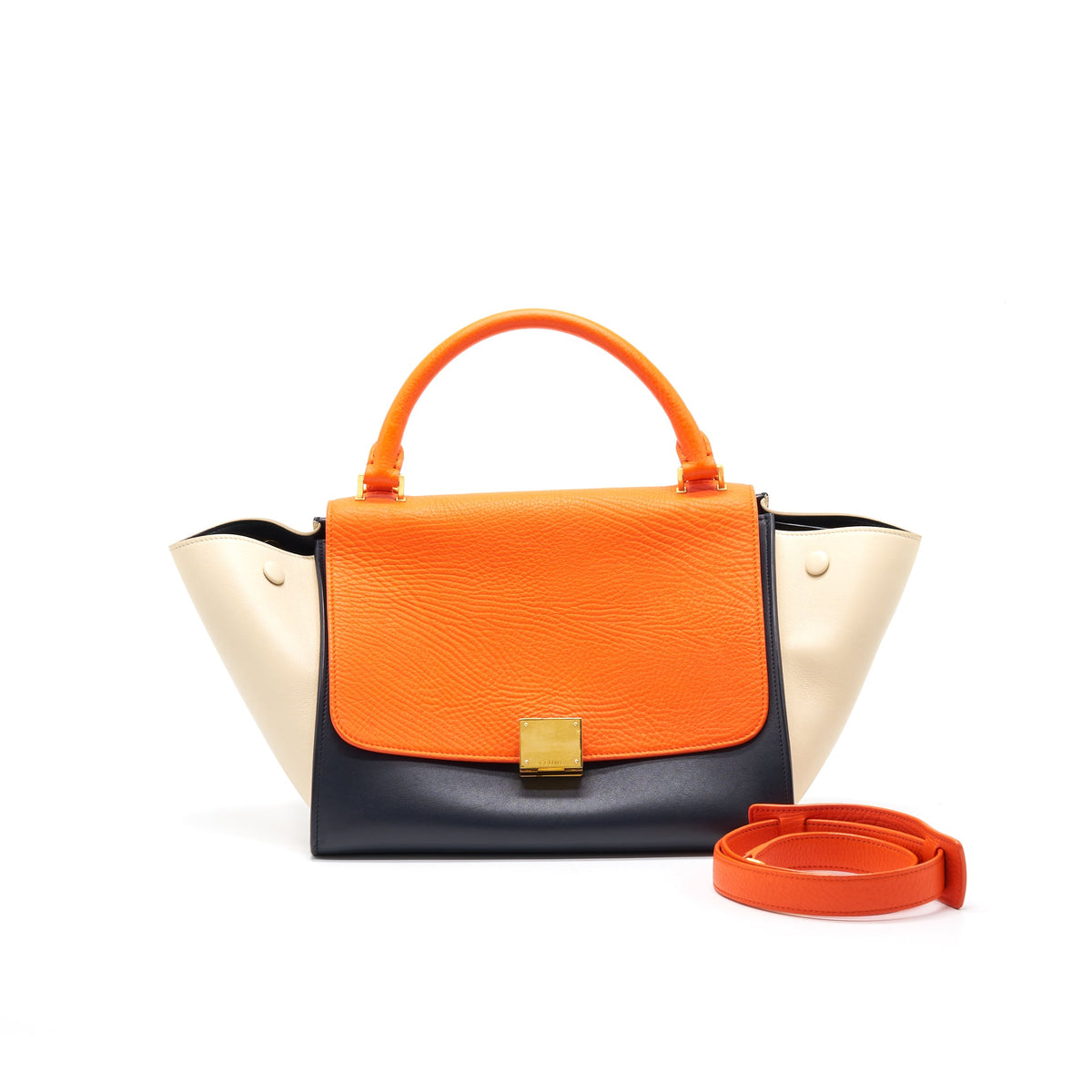 Celine trapeze Small orange/cream/black