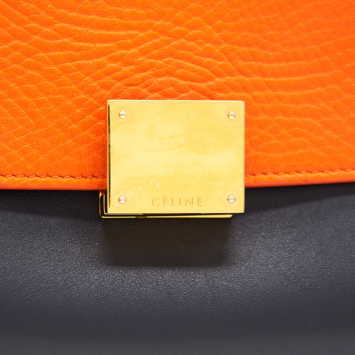 Celine trapeze Small orange/cream/black