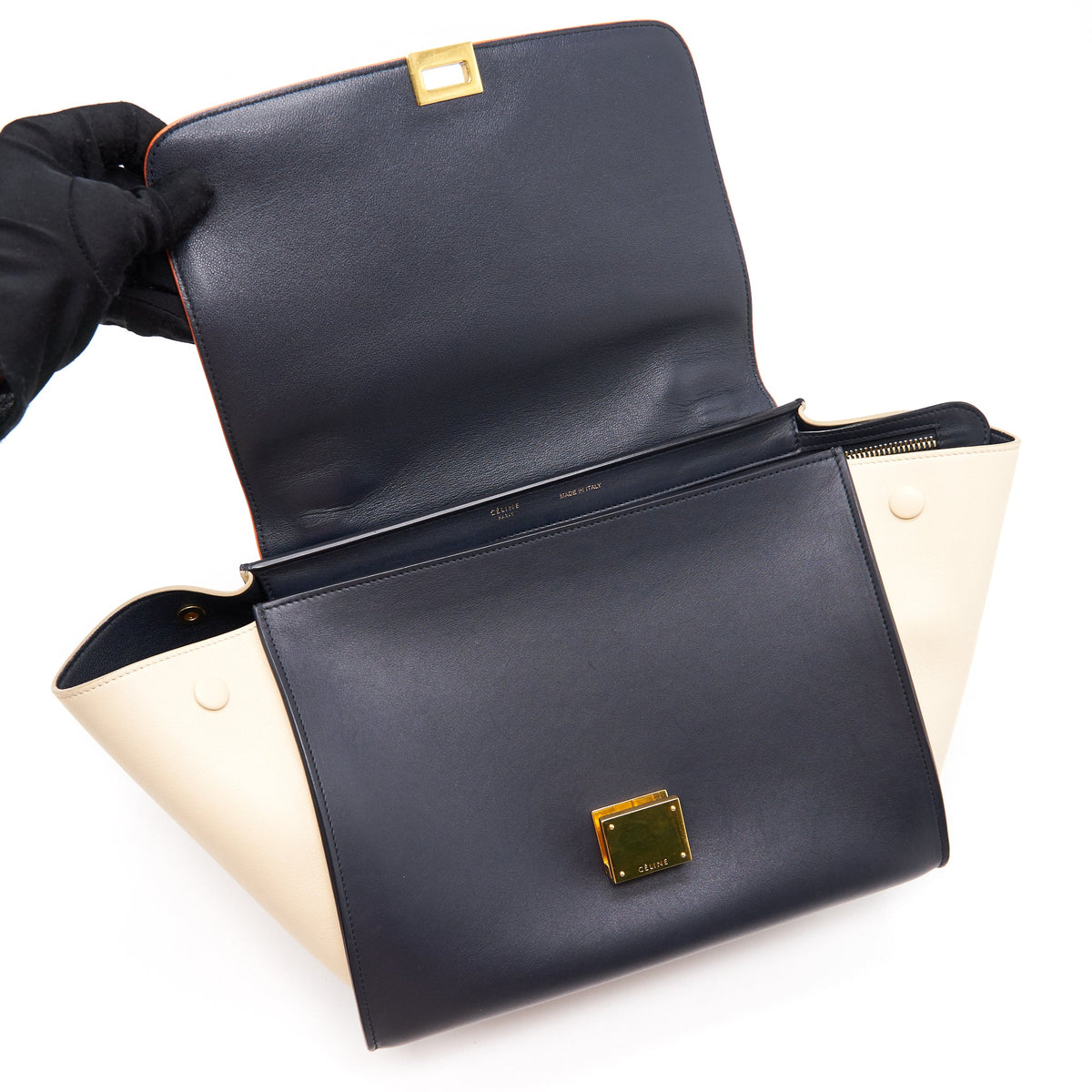 Celine trapeze Small orange/cream/black