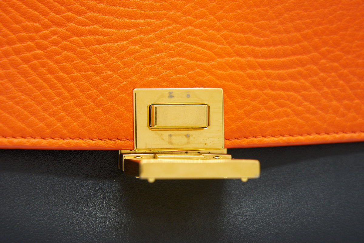 Celine trapeze Small orange/cream/black