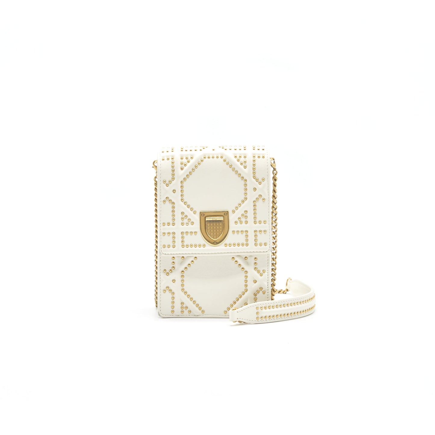Dior Diorama Vertical Clutch Bag White GHW