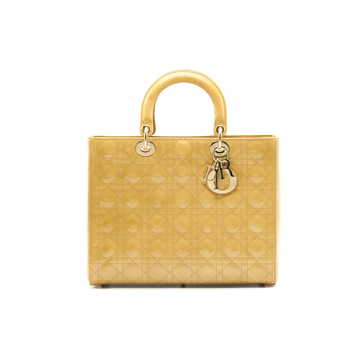 Dior Lady Dior Large Patent Leather Beige GHW