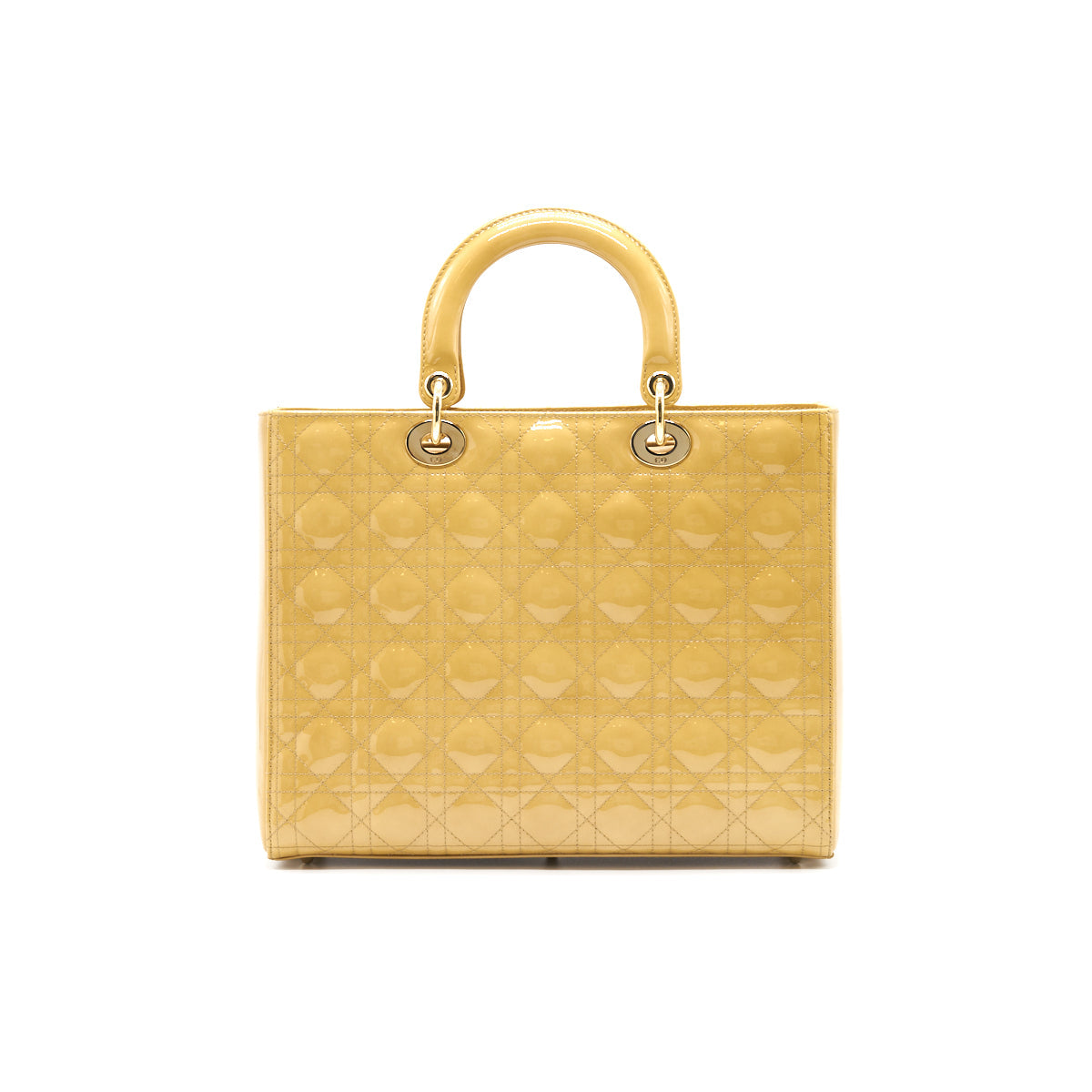 Dior Lady Dior Large Patent Leather Beige GHW