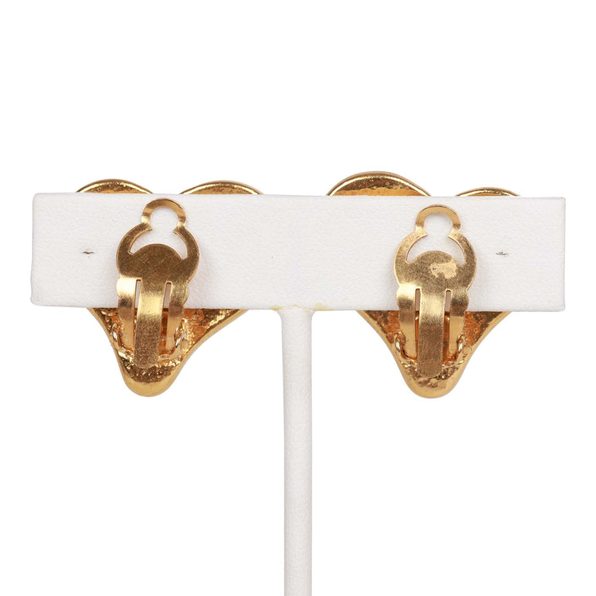 Vintage Chanel Blue CC Logo Gripoix Heart Earrings