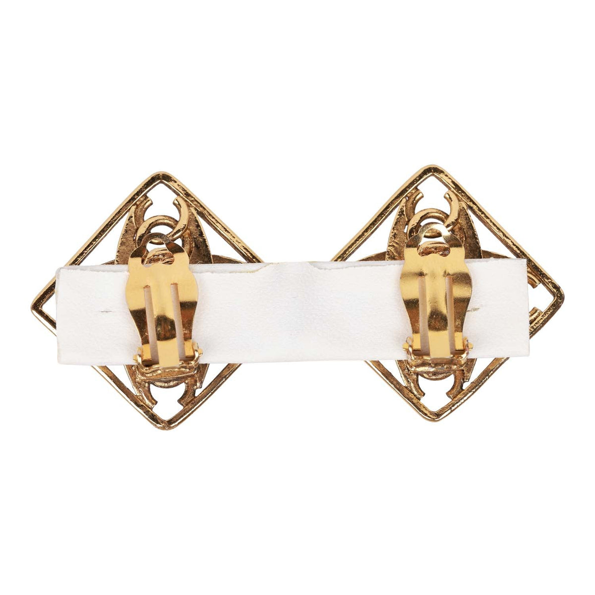 Vintage Chanel 24K Gold Plated CC Square Pearl Earrings