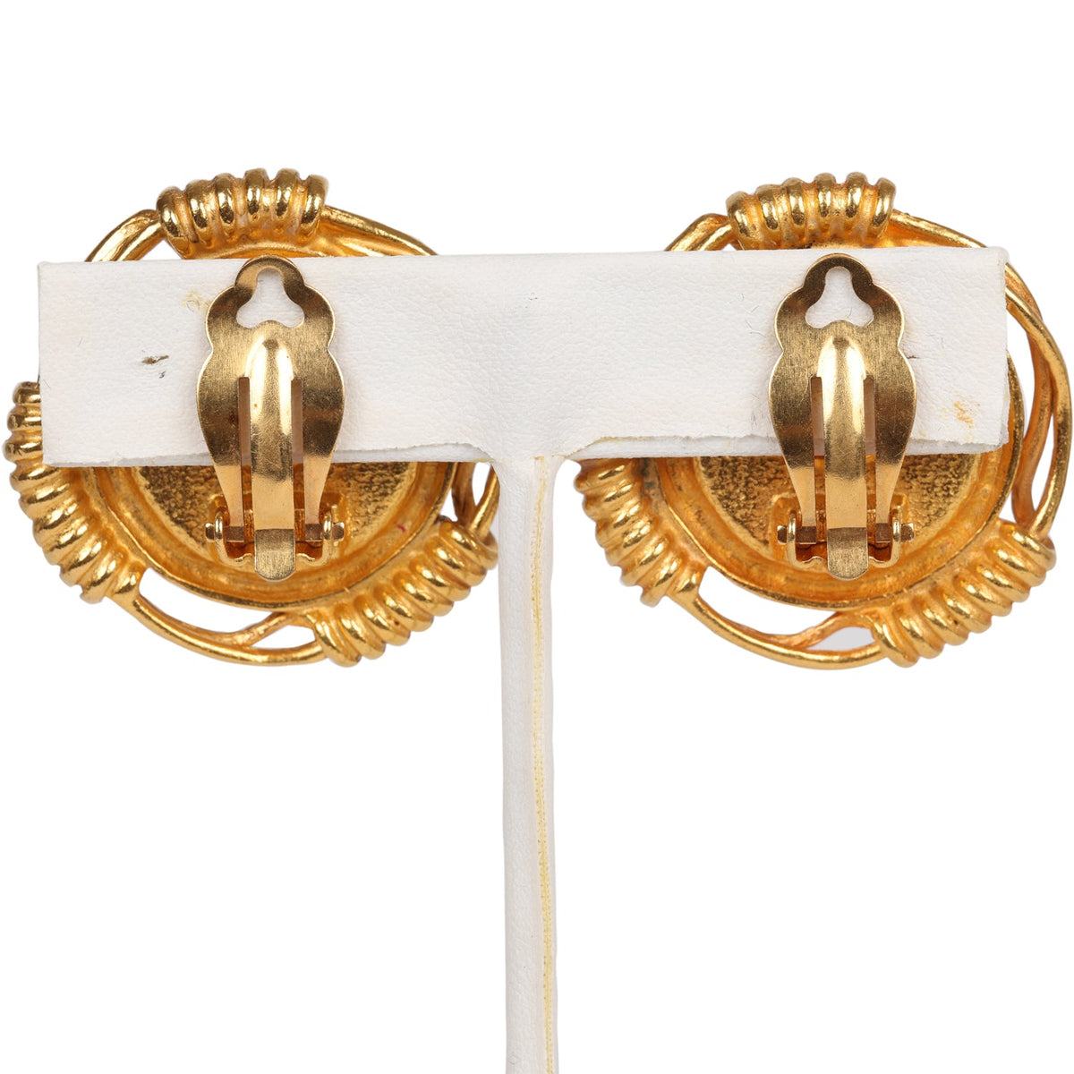 Vintage Chanel 24K Gold Plated White Gripoix Earrings