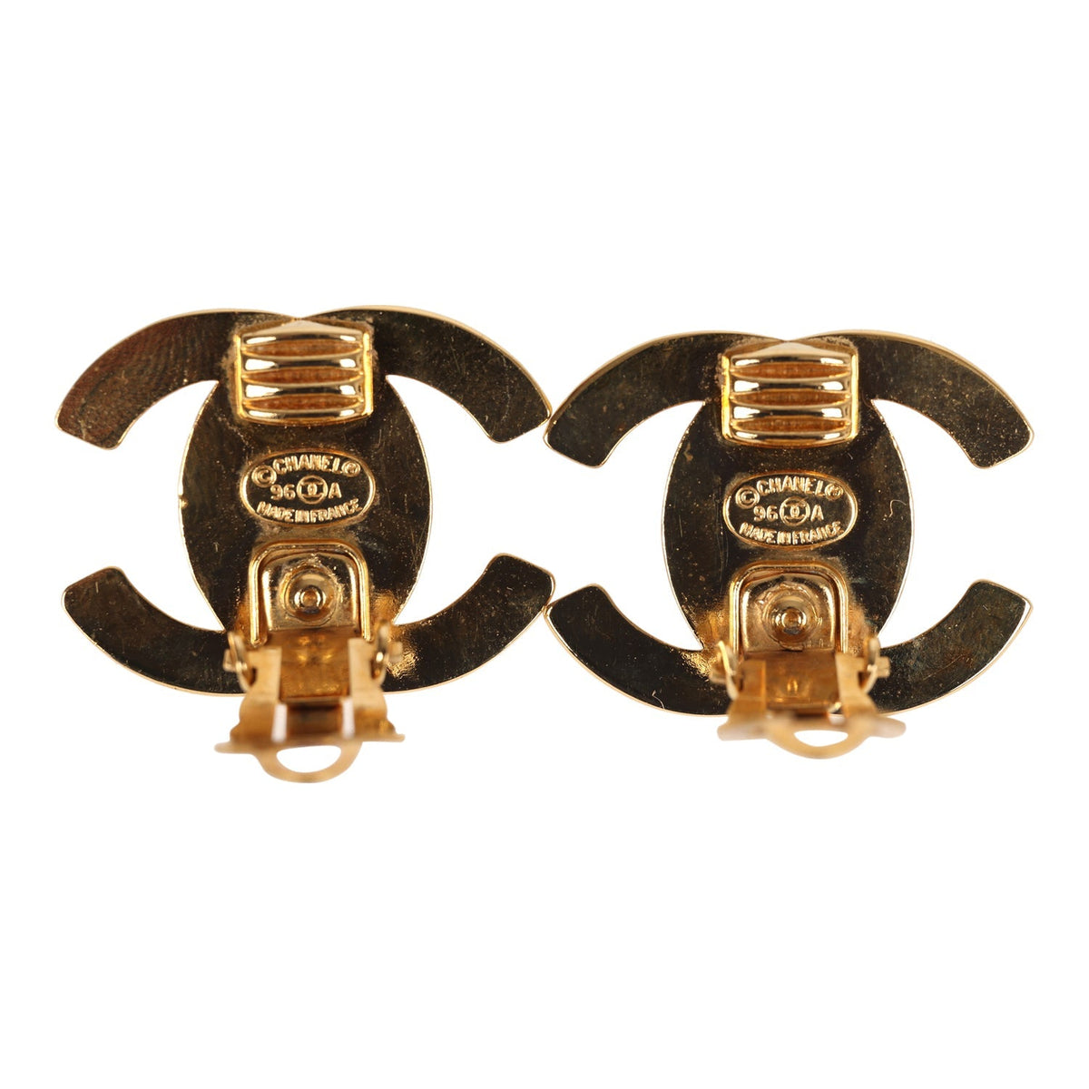 Vintage Chanel 24K Gold Plated Large CC Turnlock Earrings