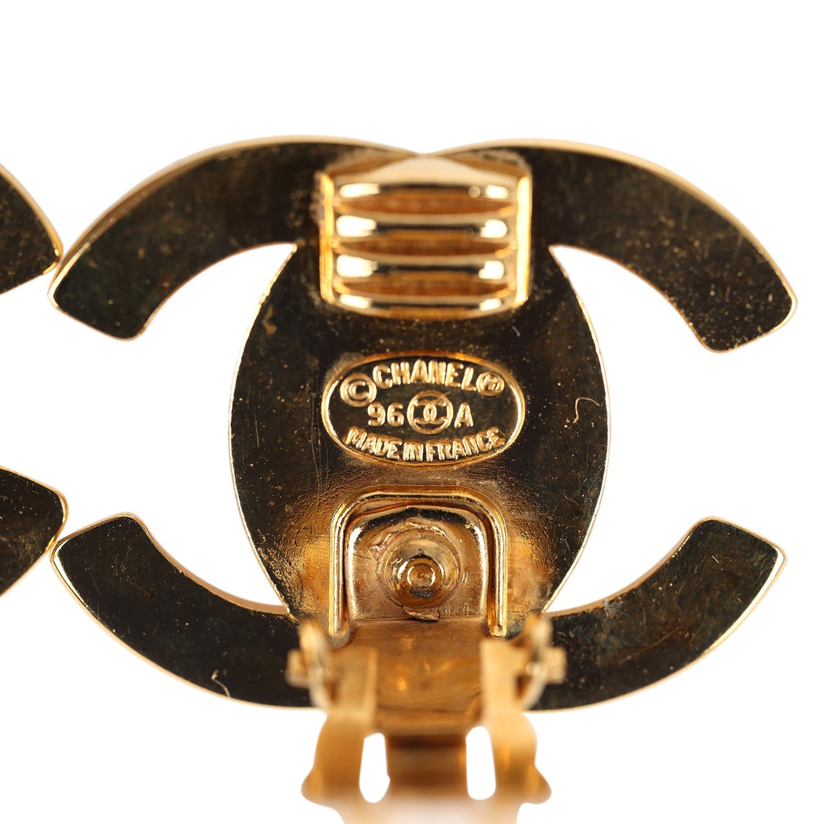 Vintage Chanel 24K Gold Plated Large CC Turnlock Earrings