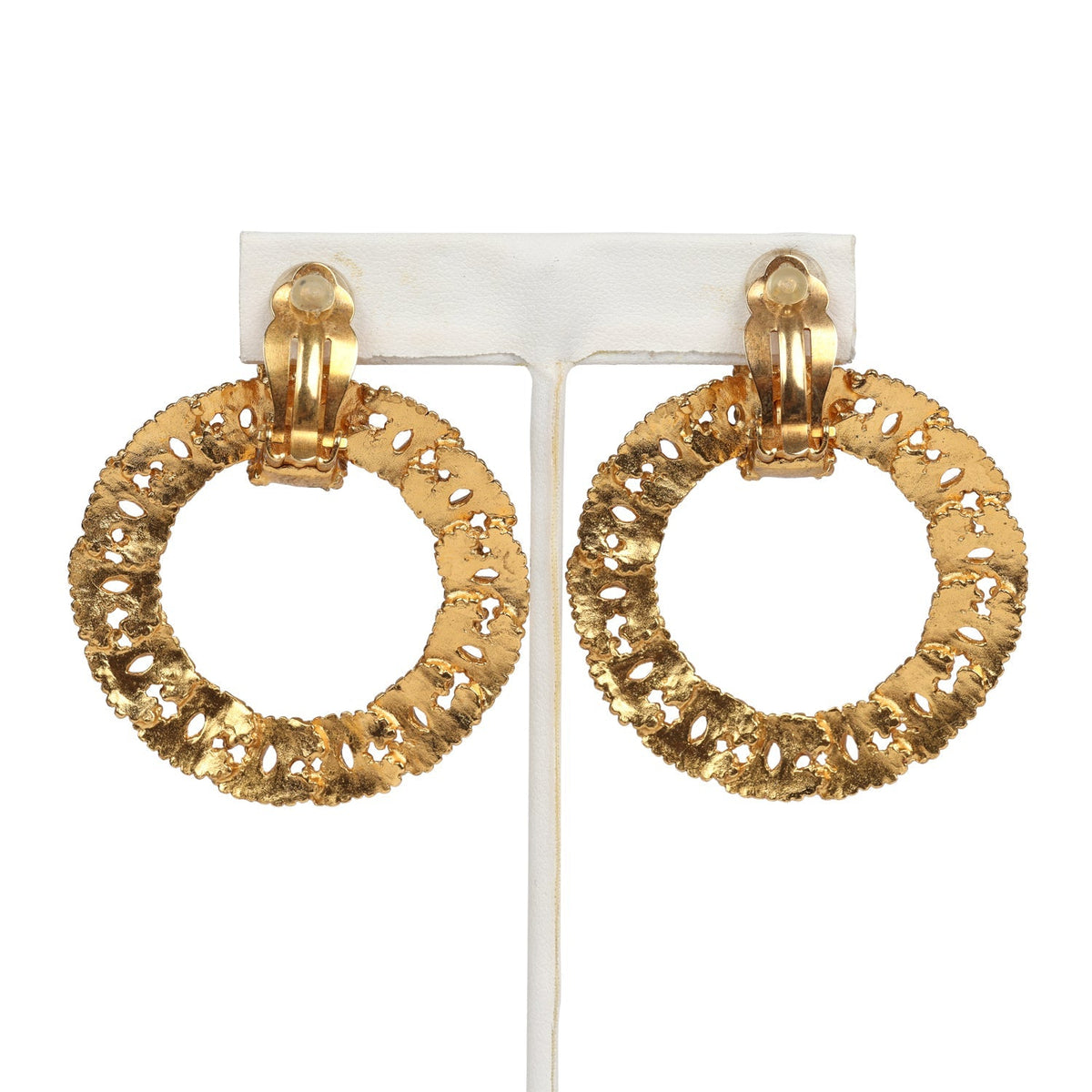 Vintage Chanel 24K Gold Plated Small CC Knocker Hoop Earrings