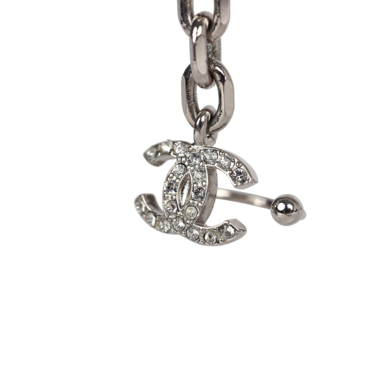 Chanel Hoop CC Chain Cuff Single Earring Silver Hardware
