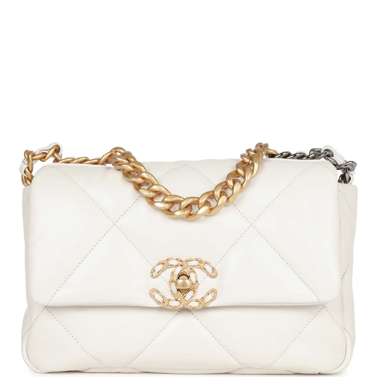 Chanel Medium  Flap Bag White Calfskin Mixed Hardware