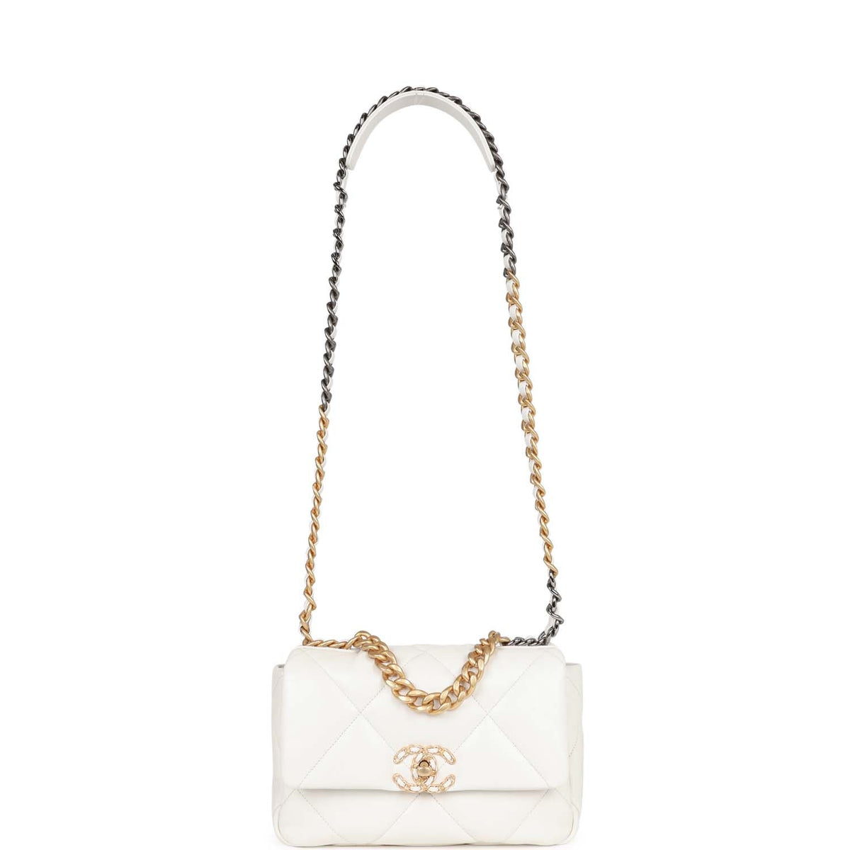 Chanel Medium  Flap Bag White Calfskin Mixed Hardware