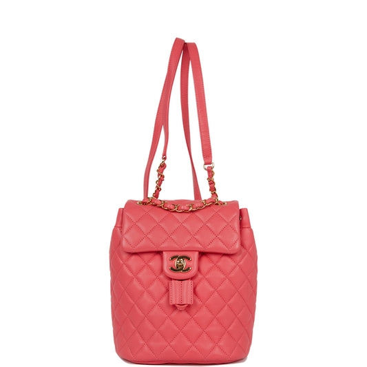 Chanel Mini Urban Spirit Backpack Rose Lambskin Gold Hardware