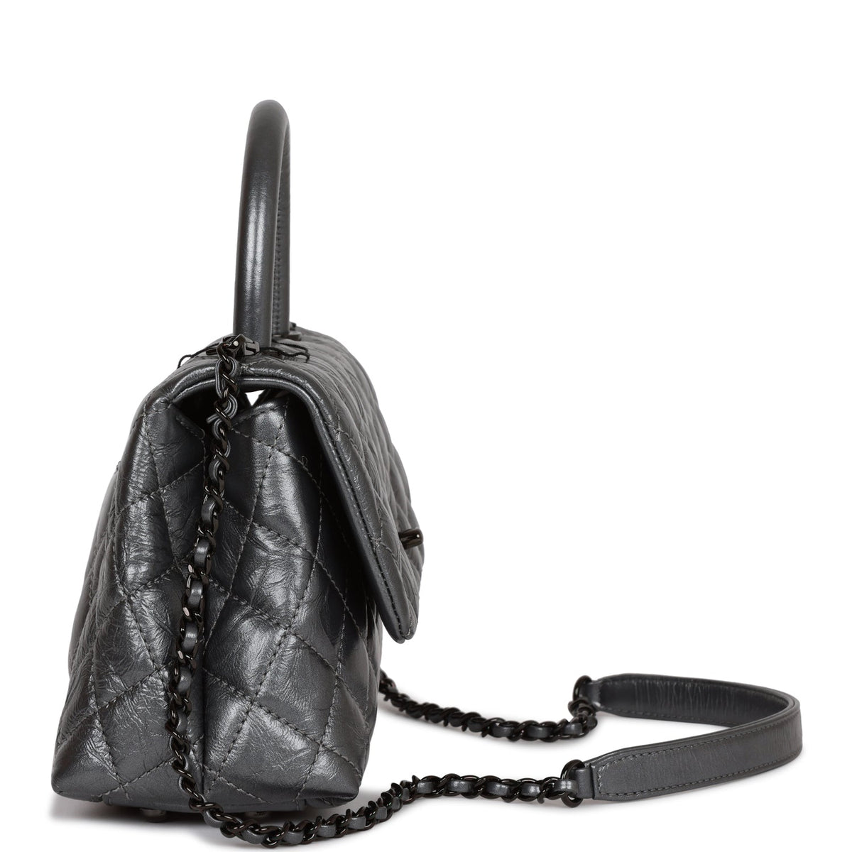 Chanel Small Coco Handle Flap Bag So Black Calfskin Black Hardware