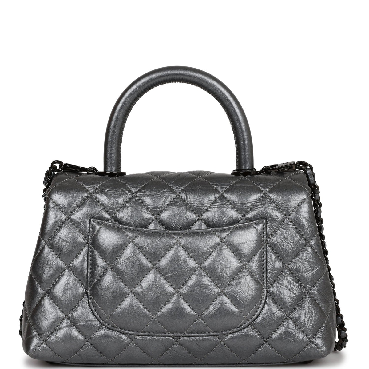 Chanel Small Coco Handle Flap Bag So Black Calfskin Black Hardware