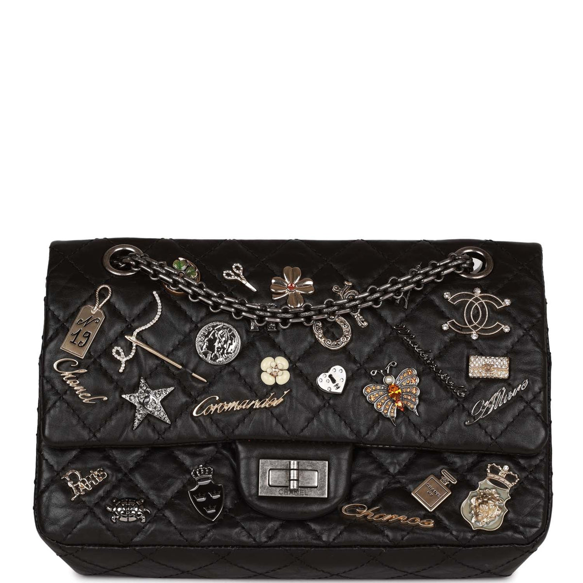 Chanel Lucky Charms Reissue . Flap Bag Black Aged Calfskin Ruthenium Hardware