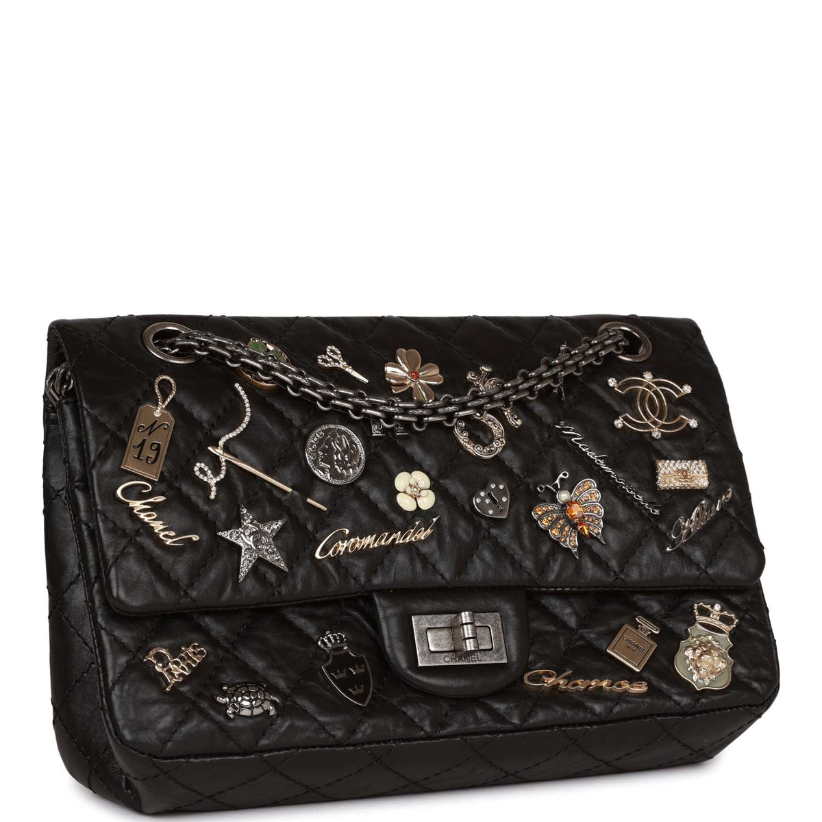 Chanel Lucky Charms Reissue . Flap Bag Black Aged Calfskin Ruthenium Hardware