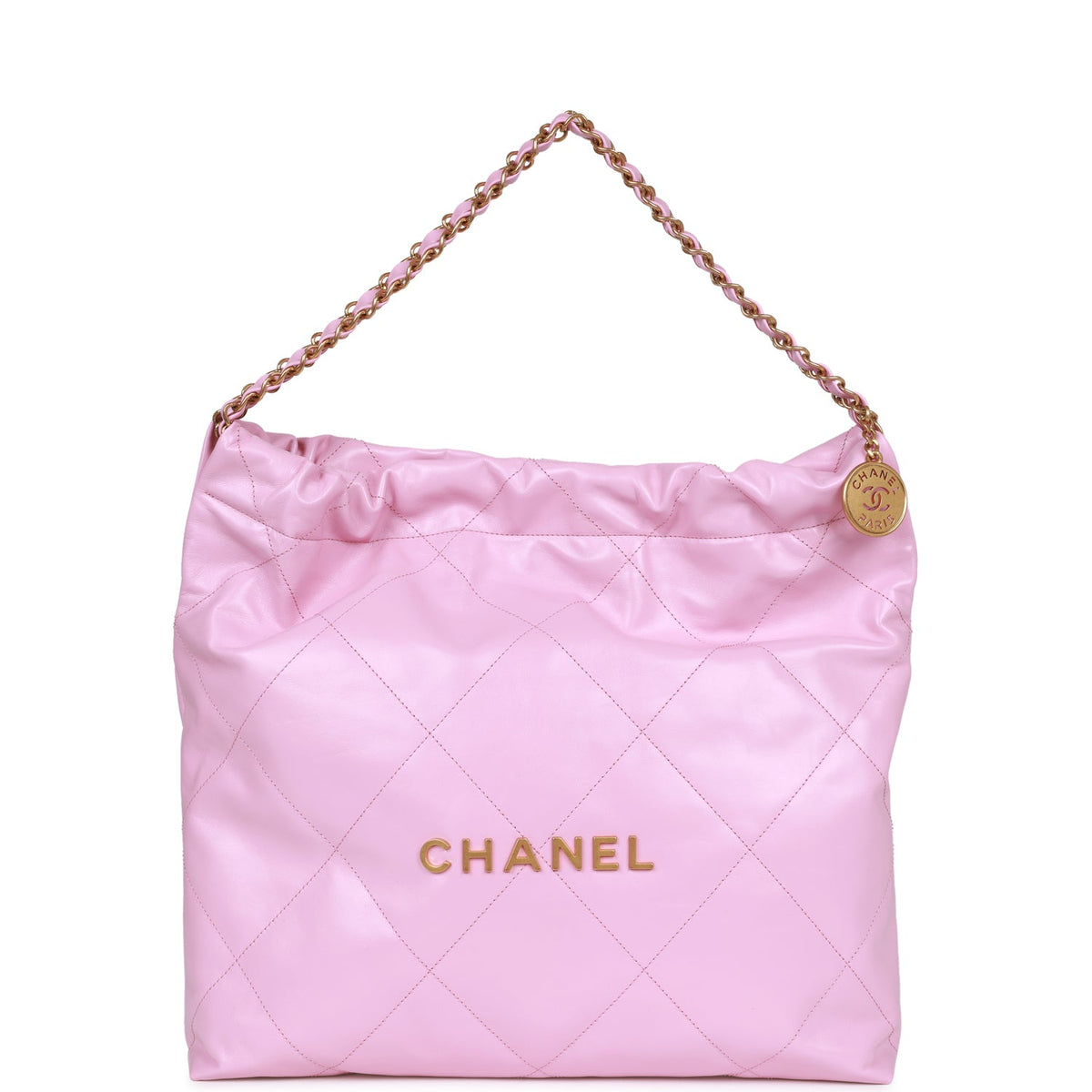 Chanel Small  Bag Pink Calfskin Antique Gold Hardware