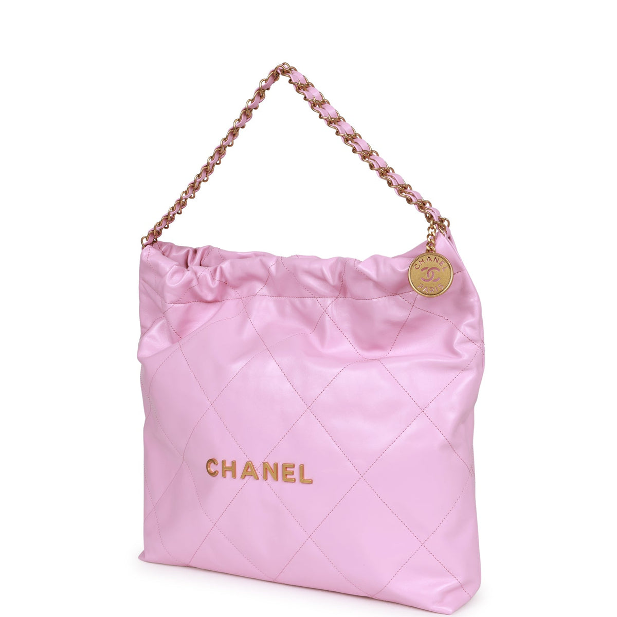 Chanel Small  Bag Pink Calfskin Antique Gold Hardware