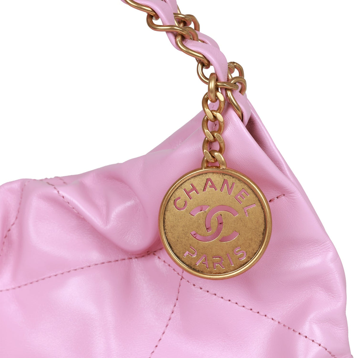 Chanel Small  Bag Pink Calfskin Antique Gold Hardware